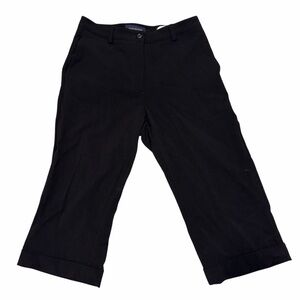 Piazza Sempione Black Wool Wide Leg Cuffed Cropped Capri Pants IT 42 or US 6